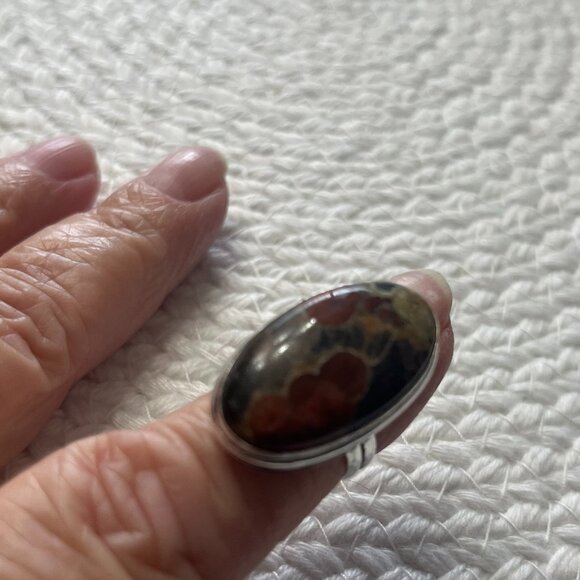 Natural PEANUT OBSIDIAN Handmade Sterling 925 Ring Size 5.75 #872D - Picture 2 of 3